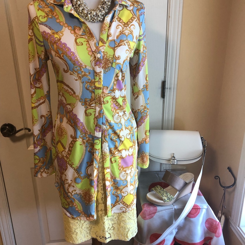 Cleo summer yellow lace pencil skirt